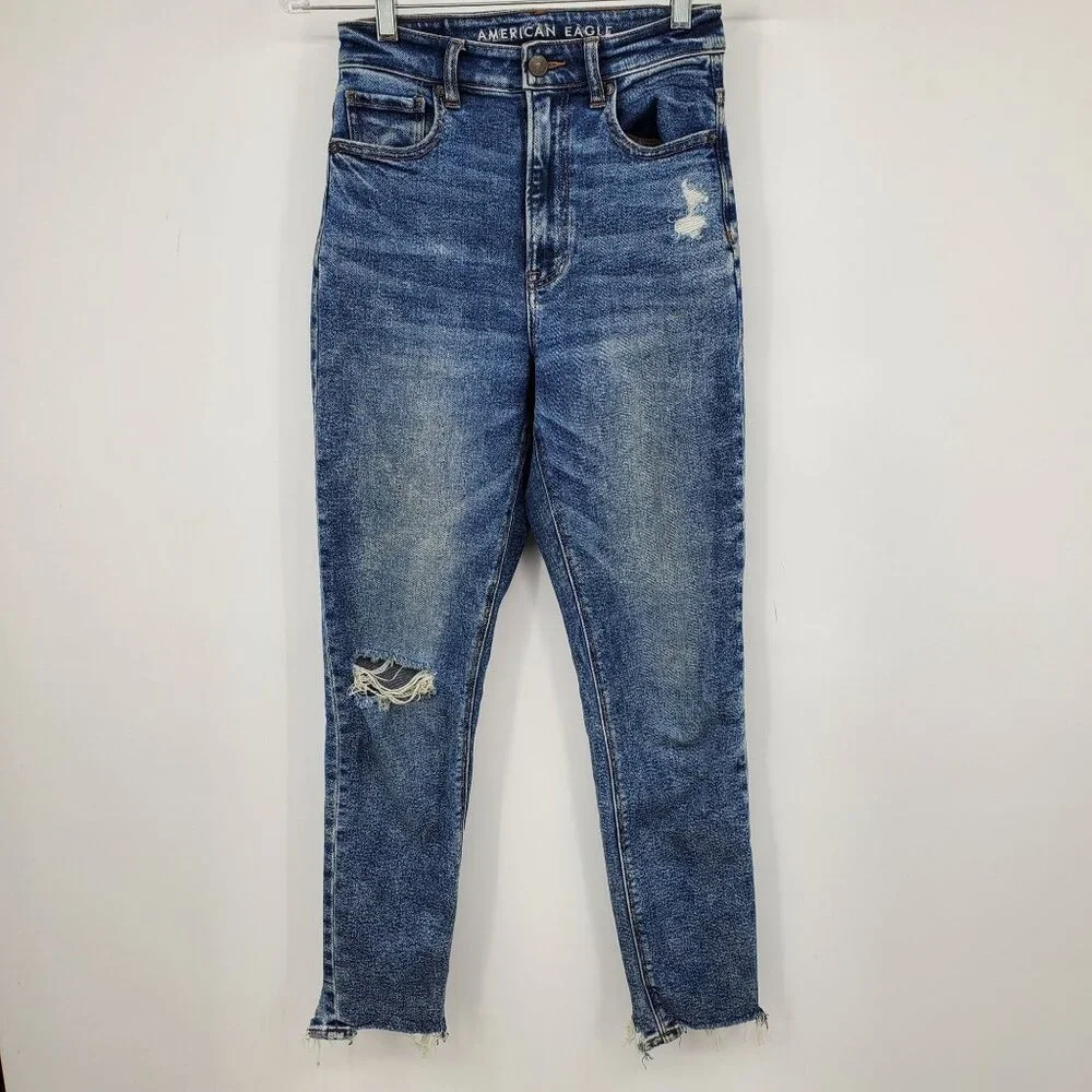 American Eagle‎ Highest Rise Mom Fit Distressed Denim Jeans Size 0